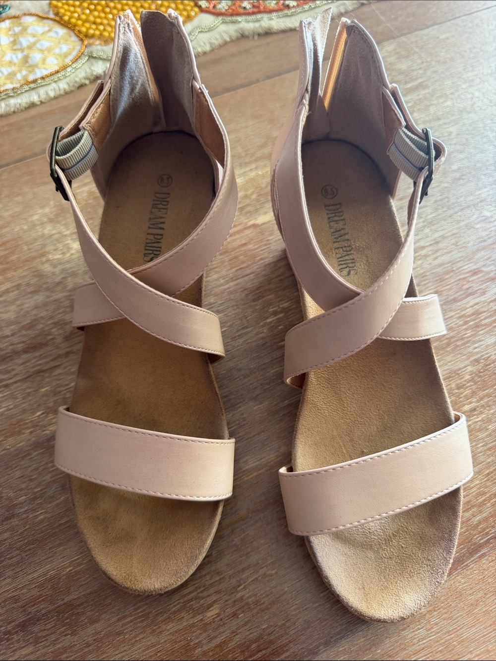 Dream Pairs Nude Blush Crisscross Ankle Strap Sandals